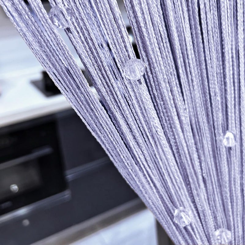 Eve Split Decorative Door String Curtain Wall Panel Fringe Window Room Divider Blind for Wedding Coffee House Restaurant Parts Crystal Tassel Screen Home Decoration (silver002) - Image 2